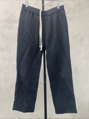 Barena Black Drawstring Linen-Blend Joggers